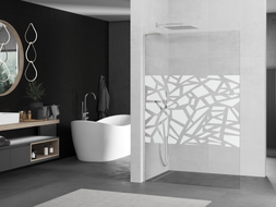 Mexen Kioto L Duschwand Walk-in 90 x 200 cm, weißes Muster, gebürsteter Nickel - 800-090-103-97-85