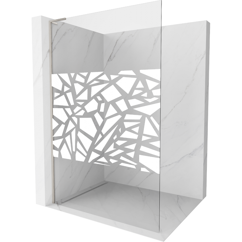 Mexen Kioto L Duschwand Walk-in 90 x 200 cm, weißes Muster, gebürsteter Nickel - 800-090-103-97-85