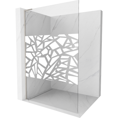 Mexen Kioto L Duschwand Walk-in 100 x 200 cm, weißes Muster, gebürstetes Nickel - 800-100-103-97-85