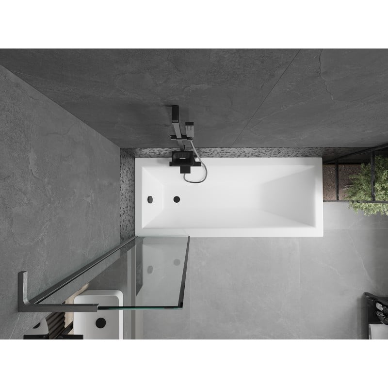 Mexen Next L Badewannenfaltwand 1-flügelig 50 x 150 cm, schwarzer Rahmen, gun gray gebürstet - 895-050-000-03-70-66