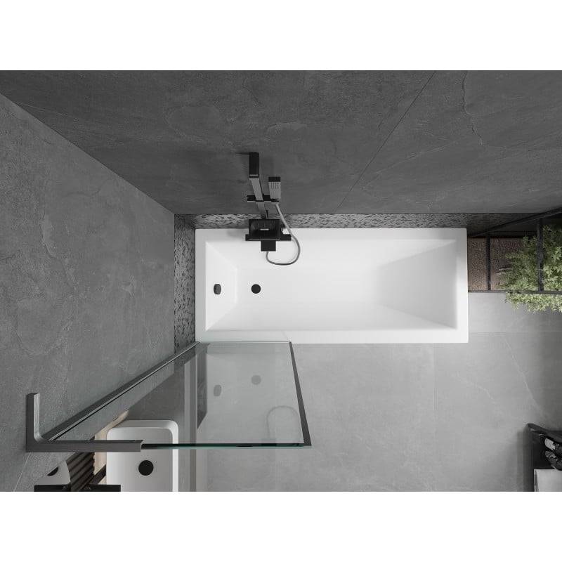 Mexen Next L Badewannenfaltwand 1-flügelig 60 x 150 cm, schwarzer Rahmen, gebürstet Gun Gray - 895-060-000-03-70-66