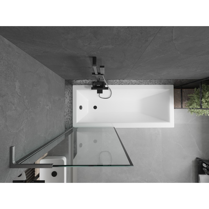 Mexen Next L Badewannenfaltwand 1-teilig 70 x 150 cm, schwarzer Rahmen, gun gray gebürstet - 895-070-000-03-70-66