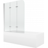 Mexen Vega Rechteckige Badewanne 150 x 70 cm mit Verkleidung und 3-teiliger Faltwand 120 cm, transparent, Chrom
