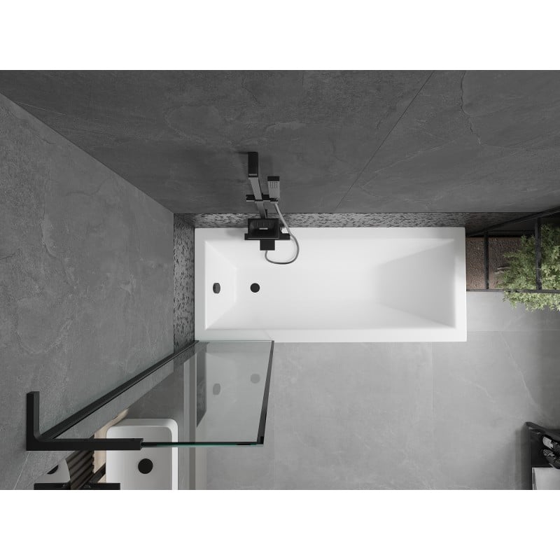 Mexen Next L Wannenschirm 1-flügelig 50 x 150 cm, schwarzer Rahmen, schwarz - 895-050-000-03-70-70