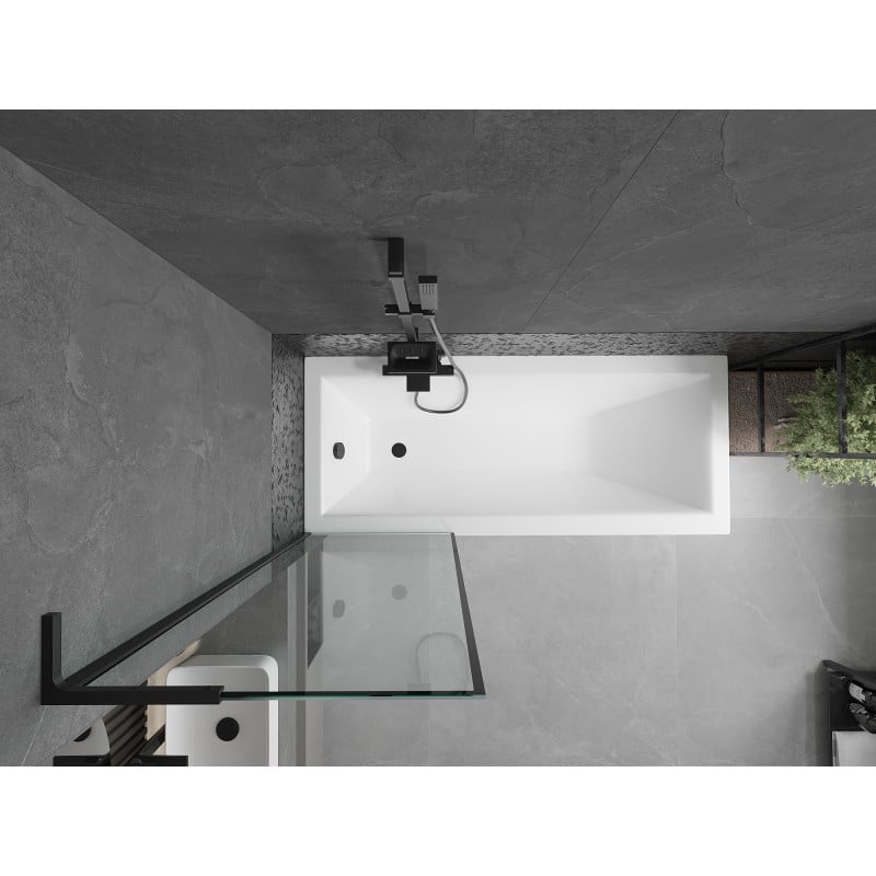 Mexen Next L Badewannenwand 1-flügelig 60 x 150 cm, schwarzer Rahmen, schwarz - 895-060-000-03-70-70