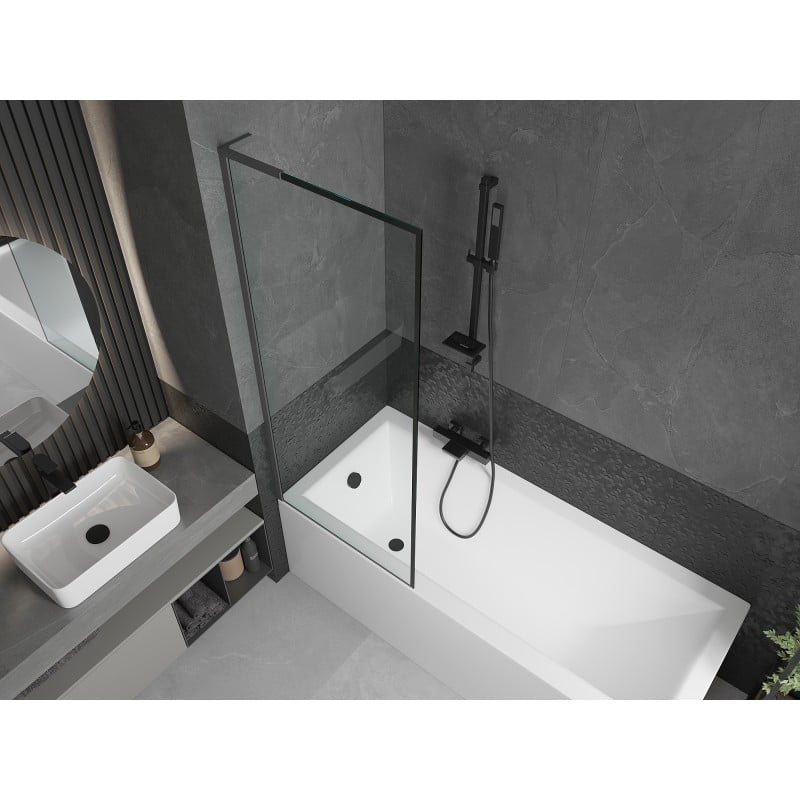 Mexen Next L Duschabtrennung 1-flügelig 70 x 150 cm, schwarzer Rahmen, Gun Metal - 895-070-000-03-70-95