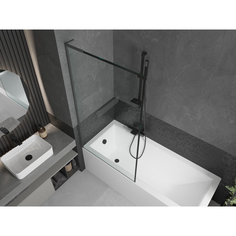 Mexen Next L Badewannenfaltwand 1-flügelig 90 x 150 cm, schwarzer Rahmen, Gun Metal - 895-090-000-03-70-95