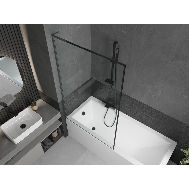 Mexen Next L Badewannenfaltwand 1-flügelig 100 x 150 cm, schwarzer Rahmen, Gun Metal - 895-100-000-03-70-95