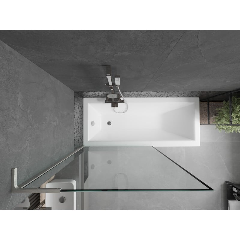 Mexen Next L Badewannenfaltwand 1-flügelig 100 x 150 cm, schwarzer Rahmen, Gun Metal - 895-100-000-03-70-95