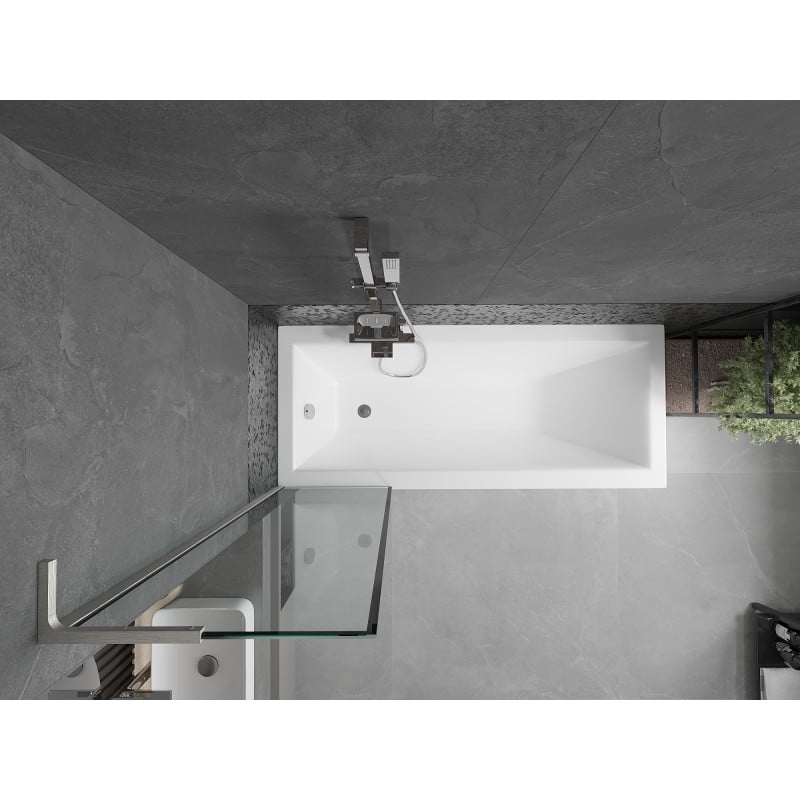 Mexen Next L Badewannen-Faltwand 1-flügelig 50 x 150 cm, schwarzer Rahmen, gebürsteter Nickel - 895-050-000-03-70-97