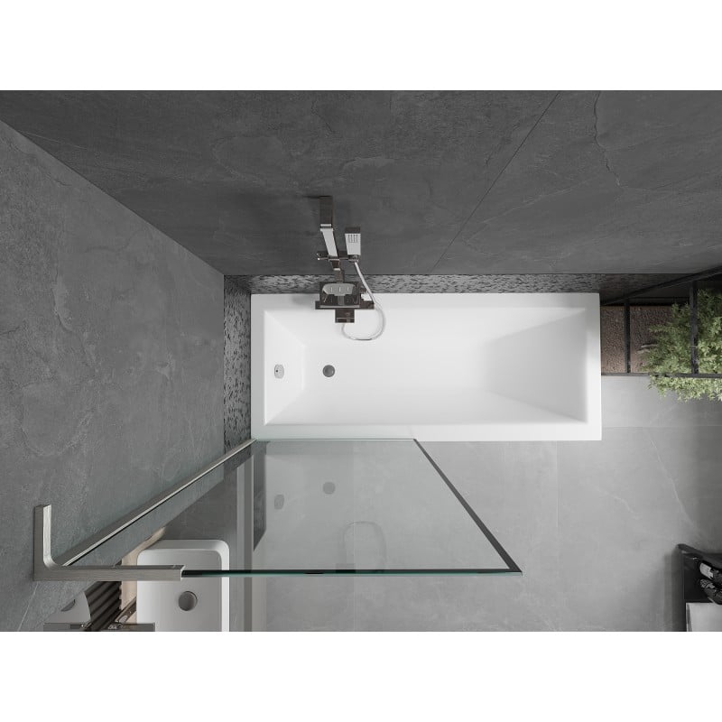 Mexen Next L Badewannenfaltwand 1-flügelig 80 x 150 cm, schwarzer Rahmen, gebürstetes Nickel - 895-080-000-03-70-97