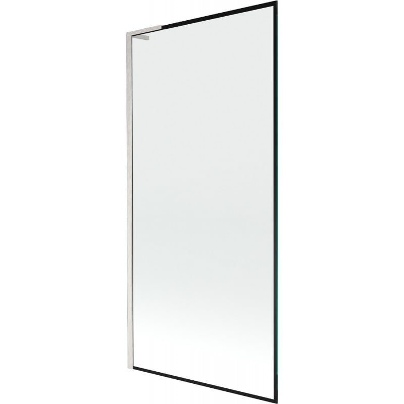 Mexen Next L Badewannenabtrennung 1-flügelig 90 x 150 cm, schwarzer Rahmen, gebürsteter Nickel - 895-090-000-03-70-97