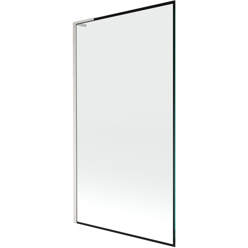Mexen Next L Badewannenabtrennung 1-flügelig 100 x 150 cm, schwarzer Rahmen, gebürstetes Nickel - 895-100-000-03-70-97