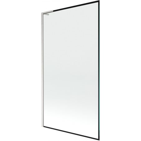 Mexen Next L Badewannenabtrennung 1-flügelig 100 x 150 cm, schwarzer Rahmen, gebürstetes Nickel - 895-100-000-03-70-97