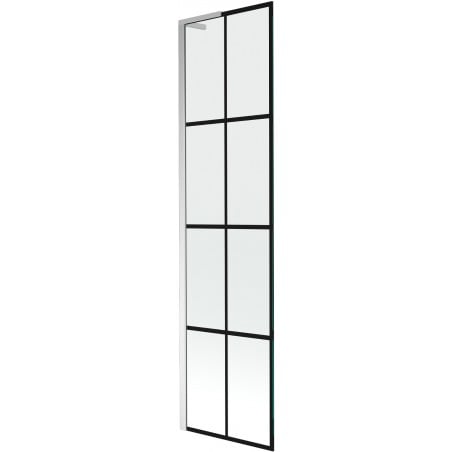 Mexen Next L Badewannenwand 1-flügelig 50 x 150 cm, schwarzes Gitter, Chrom - 895-050-000-03-77-01