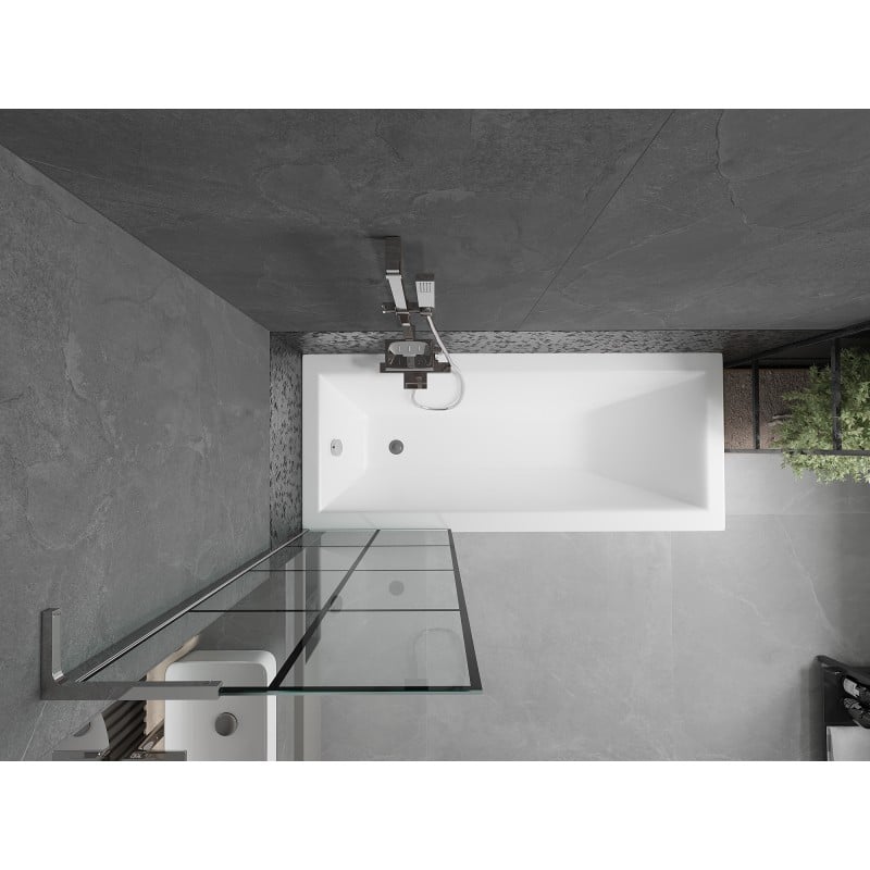 Mexen Next L Badewannenfaltwand 1-flügelig 60 x 150 cm, schwarzes Gitter, Chrom - 895-060-000-03-77-01