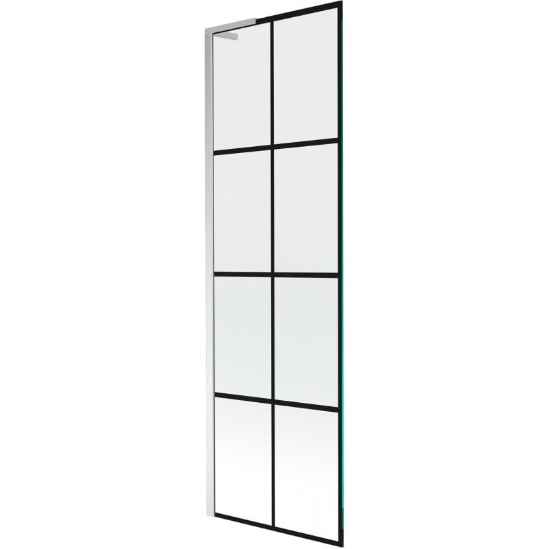 Mexen Next L Badewannenfaltwand 1-flügelig 60 x 150 cm, schwarzes Gitter, Chrom - 895-060-000-03-77-01
