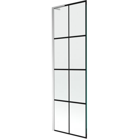 Mexen Next L Badewannenfaltwand 1-flügelig 60 x 150 cm, schwarzes Gitter, Chrom - 895-060-000-03-77-01