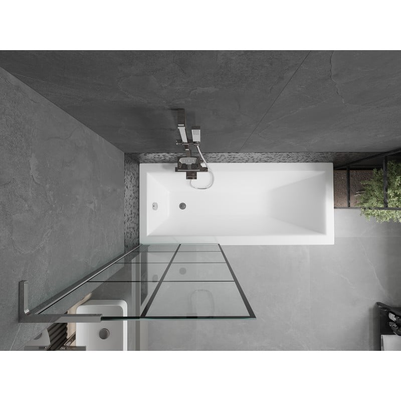 Mexen Next L Duschabtrennung, 1-flügelig 70 x 150 cm, schwarzes Gitter, Chrom - 895-070-000-03-77-01