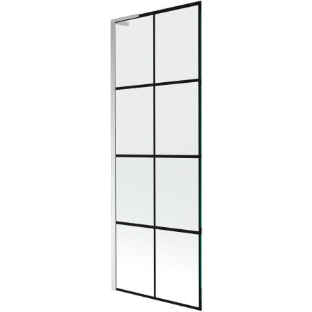 Mexen Next L Duschabtrennung, 1-flügelig 70 x 150 cm, schwarzes Gitter, Chrom - 895-070-000-03-77-01