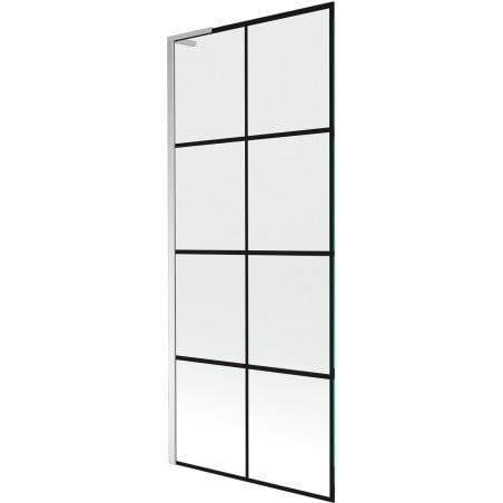 Mexen Next L Badewannen-Paravent 1-flügelig 80 x 150 cm, schwarzes Gitter, Chrom - 895-080-000-03-77-01