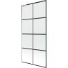 Mexen Next L Badewannenfaltwand, 1-flügelig 90 x 150 cm, schwarzes Gitter, Chrom - 895-090-000-03-77-01