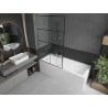 Mexen Next L Badewannenfaltwand 1-teilig 100 x 150 cm, schwarzes Gitter, Chrom - 895-100-000-03-77-01