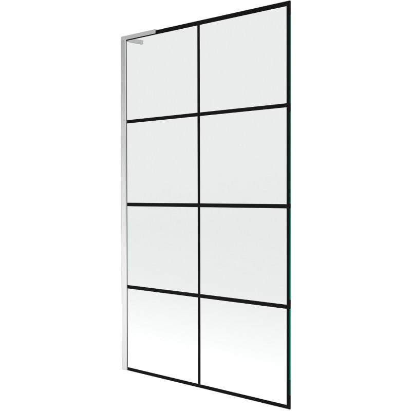 Mexen Next L Badewannenfaltwand 1-teilig 100 x 150 cm, schwarzes Gitter, Chrom - 895-100-000-03-77-01