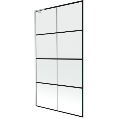 Mexen Next L Badewannenfaltwand 1-teilig 100 x 150 cm, schwarzes Gitter, Chrom - 895-100-000-03-77-01