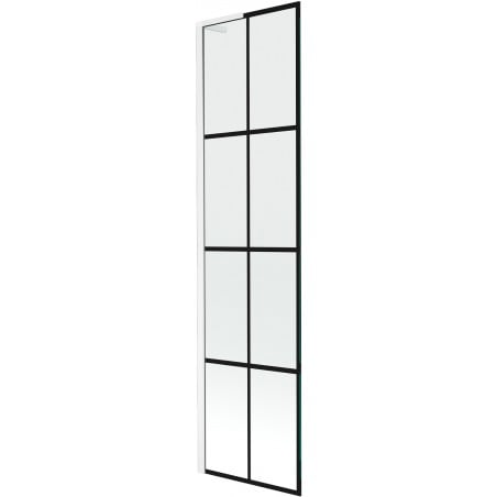 Mexen Next L Badewannen-Faltwand 1-flügelig 50 x 150 cm, schwarzes Gitter, weiß - 895-050-000-03-77-20