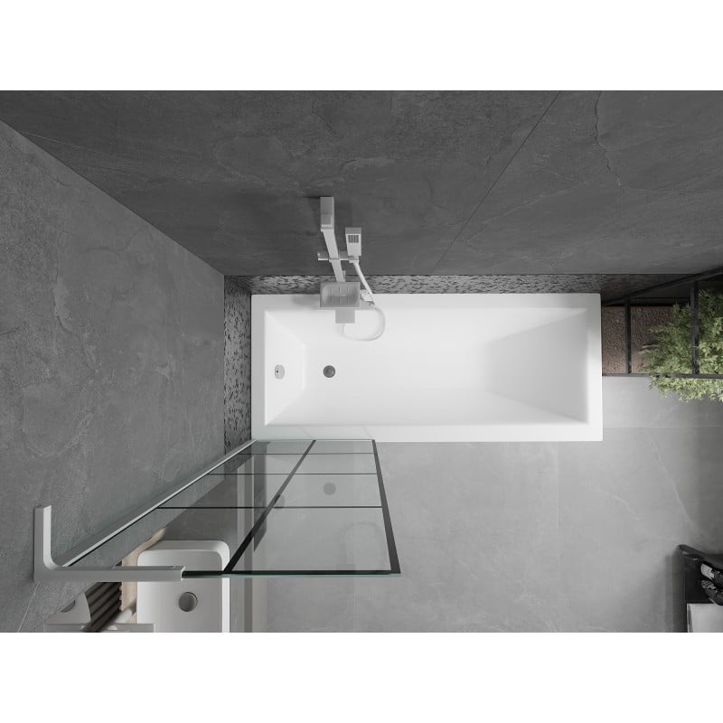 Mexen Next L Badewannenwand 1-flügelig 60 x 150 cm, schwarzes Gitter, weiß - 895-060-000-03-77-20
