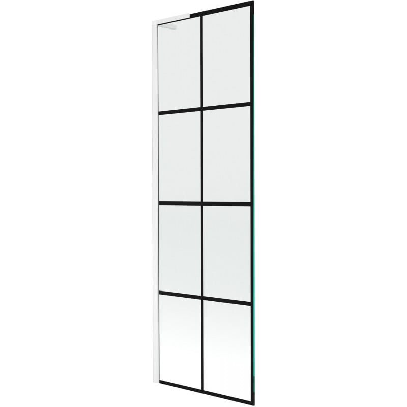Mexen Next L Badewannenwand 1-flügelig 60 x 150 cm, schwarzes Gitter, weiß - 895-060-000-03-77-20