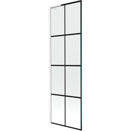 Mexen Next L Badewannenwand 1-flügelig 60 x 150 cm, schwarzes Gitter, weiß - 895-060-000-03-77-20