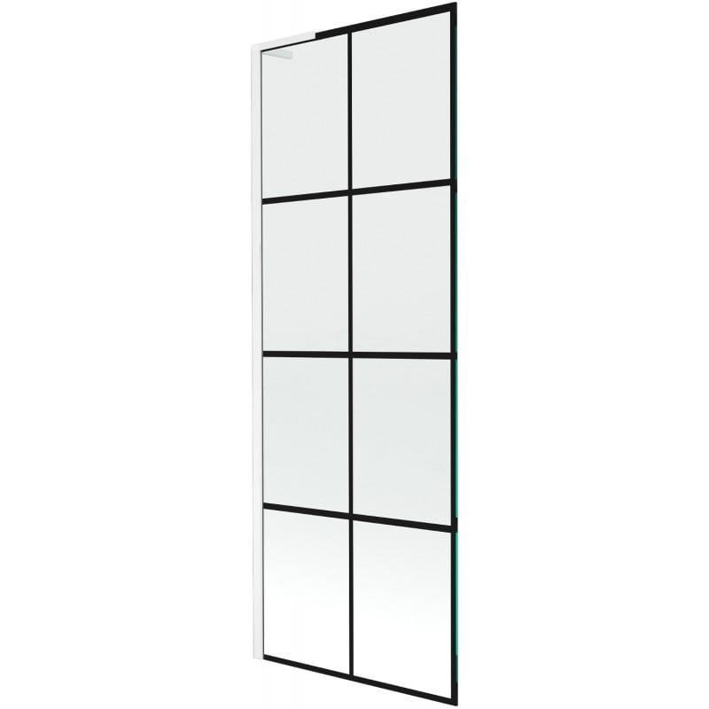 Mexen Next L Badewannenfaltwand 1-flügelig 70 x 150 cm, schwarzes Gitter, weiß - 895-070-000-03-77-20