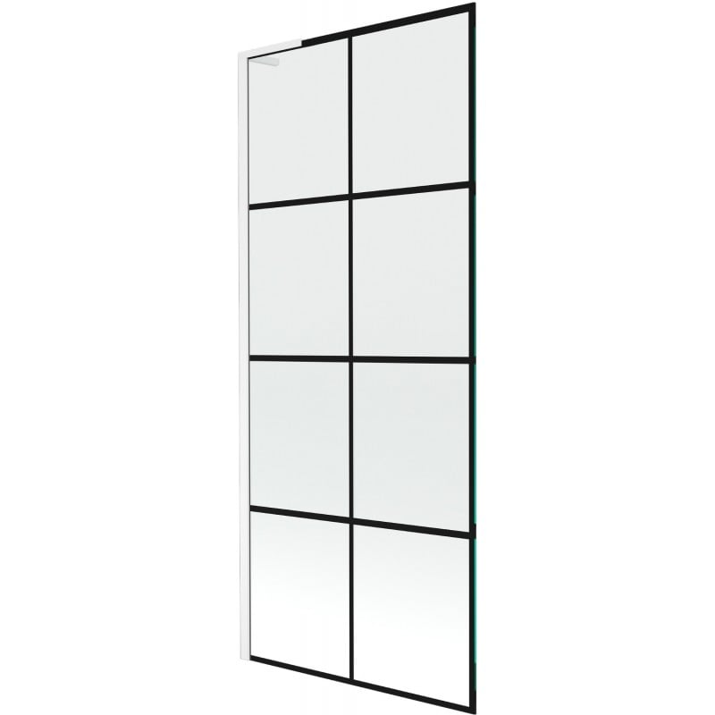 Mexen Next L Badewannenfaltwand 1-flügelig 80 x 150 cm, schwarzes Gitter, weiß - 895-080-000-03-77-20