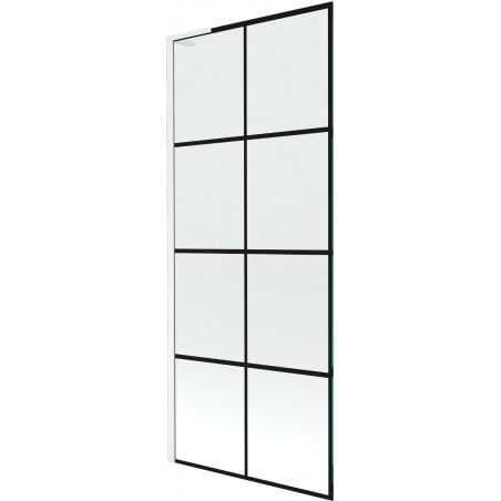Mexen Next L Badewannenfaltwand 1-flügelig 80 x 150 cm, schwarzes Gitter, weiß - 895-080-000-03-77-20