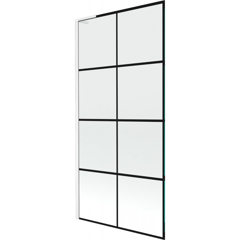 Mexen Next L Duschwand 1-flügelig 90 x 150 cm, schwarzes Gitter, weiß - 895-090-000-03-77-20