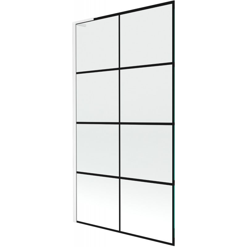 Mexen Next L Badewannenfaltwand 1-flügelig 100 x 150 cm, schwarzes Karo, weiß - 895-100-000-03-77-20