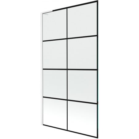 Mexen Next L Badewannenfaltwand 1-flügelig 100 x 150 cm, schwarzes Karo, weiß - 895-100-000-03-77-20