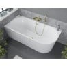 Mexen Mia freistehende Eckbadewanne links 150 x 75 cm, weiß, Überlauf gold - 52691507500L-50