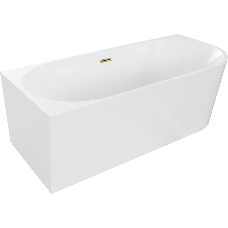 Mexen Mia freistehende linke Eckbadewanne 150 x 75 cm, weiß, mit Überlauf gold - 52691507500L-50