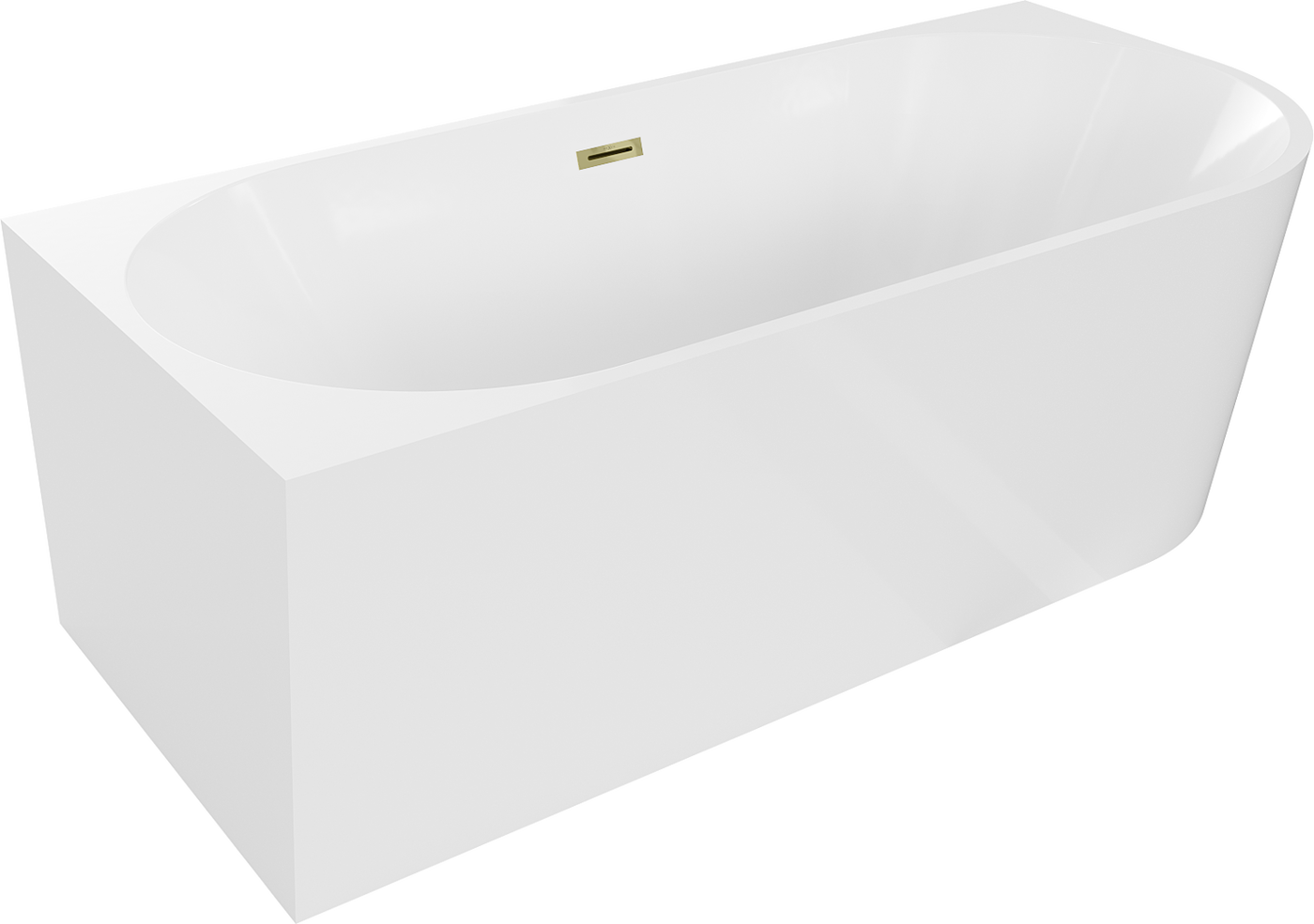 Mexen Mia freistehende linke Eckbadewanne 150 x 75 cm, weiß, mit Überlauf gold - 52691507500L-50