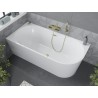 Mexen Mia freistehende Eckwanne links 150 x 75 cm, weiß, Überlauf gold gebürstet - 52691507500L-55
