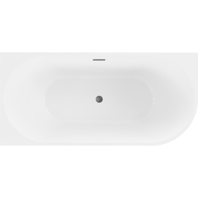 Mexen Mia freistehende Eckbadewanne links 150 x 75 cm, weiß, Überlauf gun gray gebürstet - 52691507500L-66
