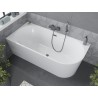 Mexen Mia freistehende Eckbadewanne links 150 x 75 cm, weiß, Überlauf Gun Metal - 52691507500L-95