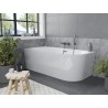 Mexen Mia freistehende Eckbadewanne links 150 x 75 cm, weiß, Überlauf Gun Metal - 52691507500L-95