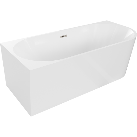 Mexen Mia Freistehende Eckbadewanne links 150 x 75 cm, weiß, Überlauf gebürstetes Nickel - 52691507500L-97