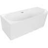 Mexen Mia Freistehende Eckbadewanne links 150 x 75 cm, weiß, Überlauf gebürstetes Nickel - 52691507500L-97