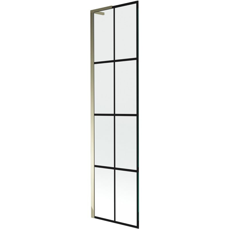 Mexen Next L Badewannenwand 1-flügelig 50 x 150 cm, schwarzes Gitter, Gold - 895-050-000-03-77-50