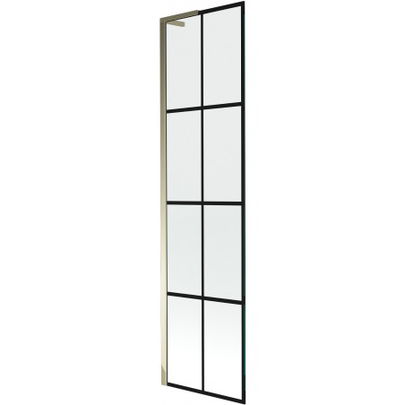 Mexen Next L Badewannenwand 1-flügelig 50 x 150 cm, schwarzes Gitter, Gold - 895-050-000-03-77-50